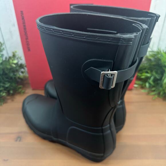 Hunter Women's Original Back Adjustable Short Rain Boots Black Size 9 - Picture 5 of 8